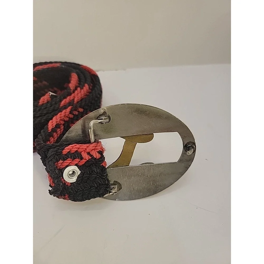 Vintage Western Snake Belt‎ Rattlesnake Buckle Braided Cord Cowboy